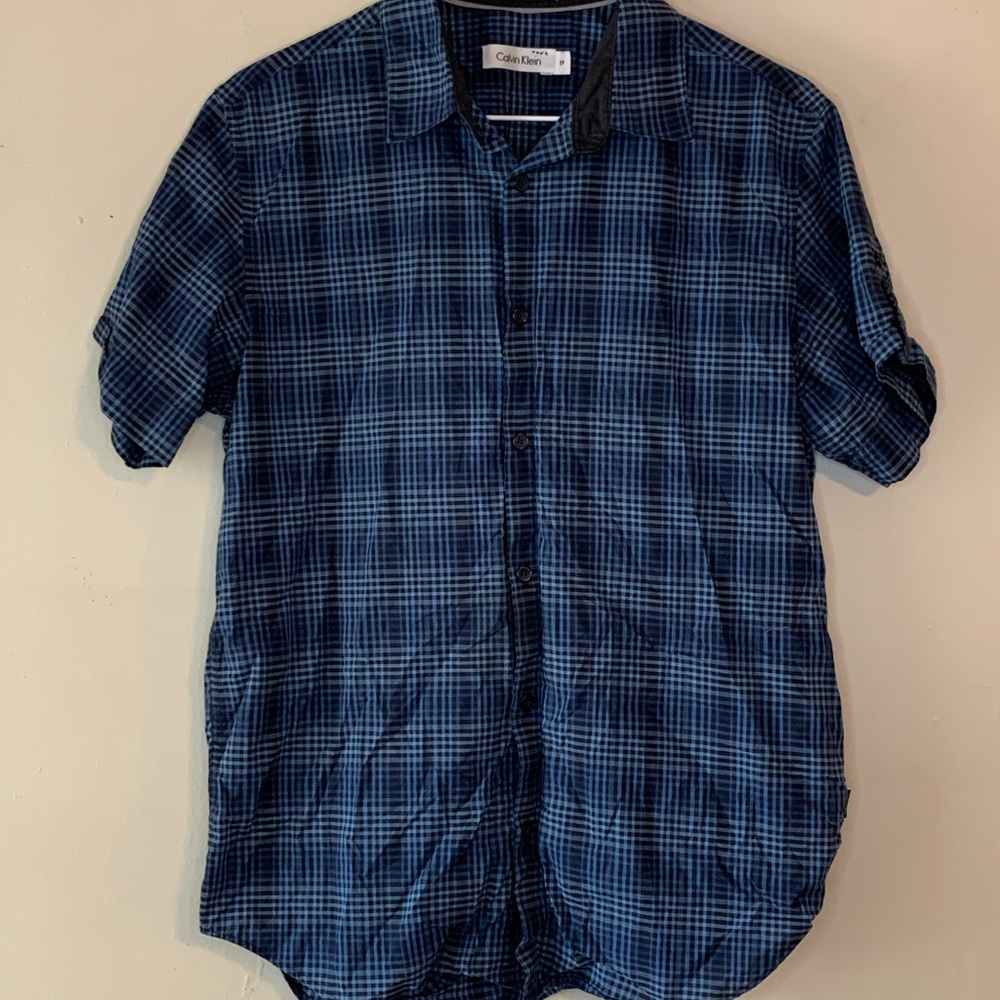 Short Sleeve Calvin Klein Blue Button Down